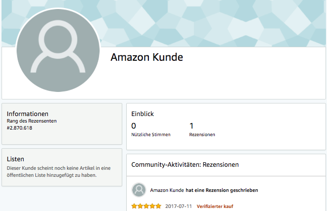 Profil fakebewertung auf Amazon