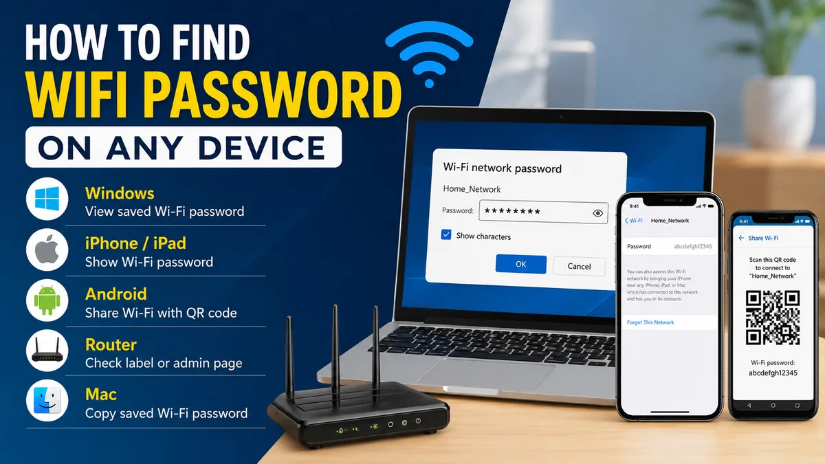 how to find wifi password on Windows, Android, Mac