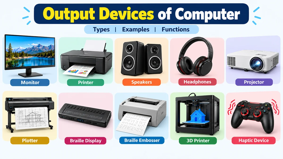 Output Devices of Computer: Types, Examples & Uses