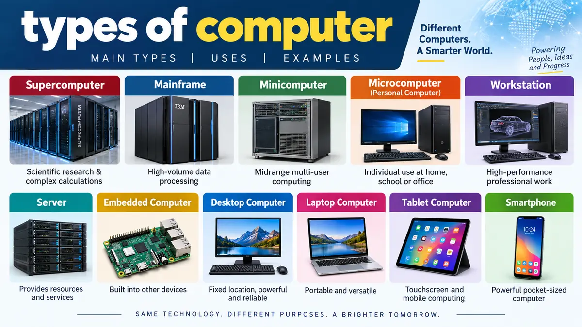 types of computer: Main Types, Uses & Examples
