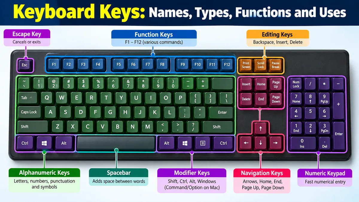 Keyboard Keys: Names, Types, Functions & Uses